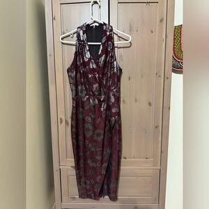 VINTAGE Le Chateau 90’s slinky wrap dress floral stretchy MADE IN CANADA